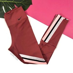 Nike Glitter Shimmer Stripe Training Athletic 7/8 Tights Leggings